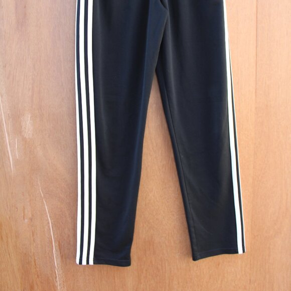 Adidas Boys Joggers Pants Large 14/16 Black with White Stripes Athletic Track - Picture 2 of 4